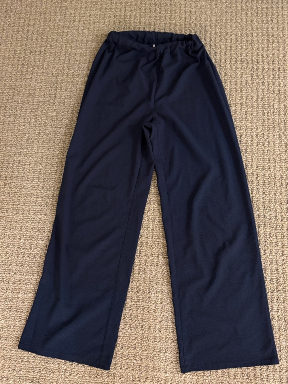 Wide-Leg Navy Pull-On Pants